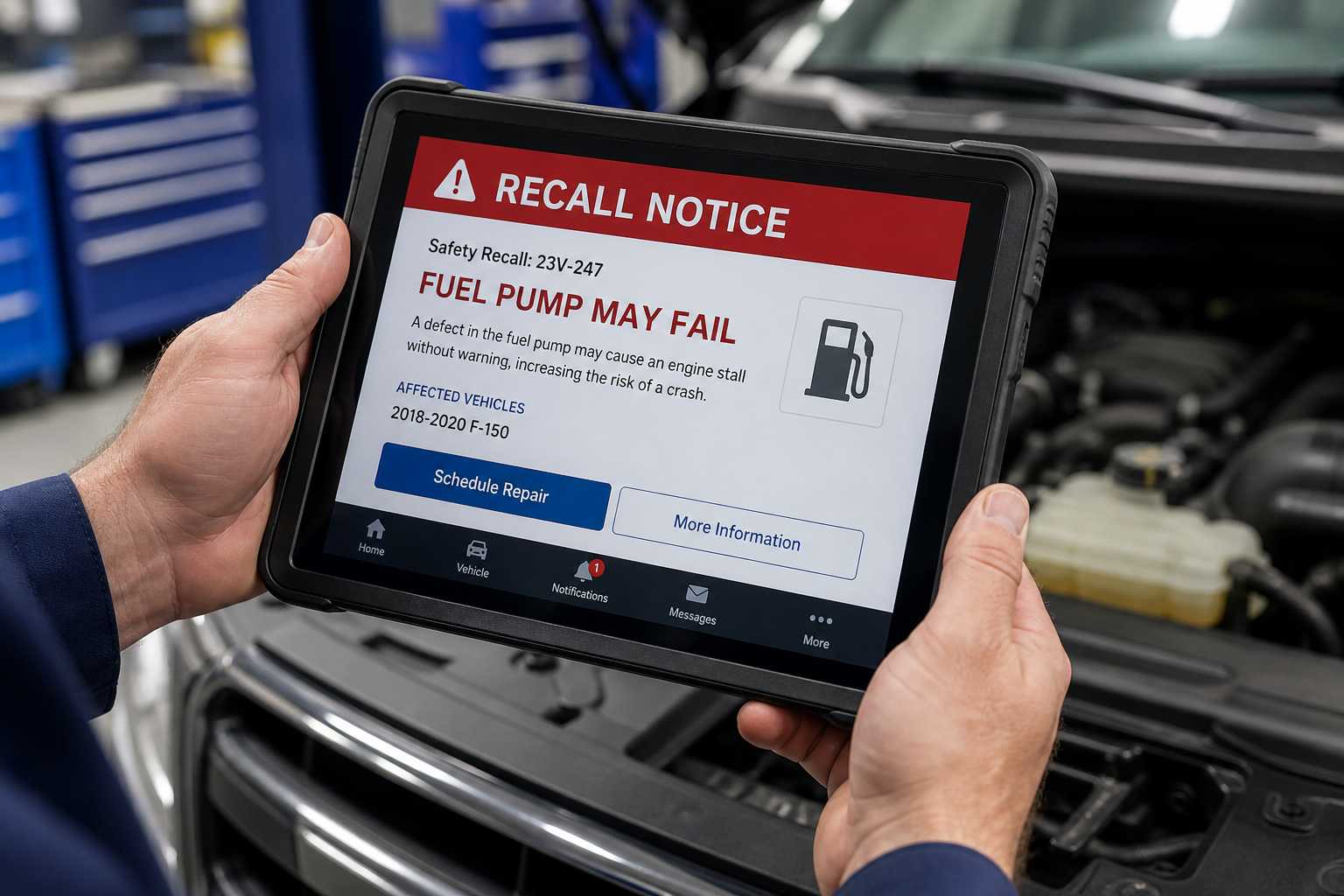 Verificação de recall pendente em veículo